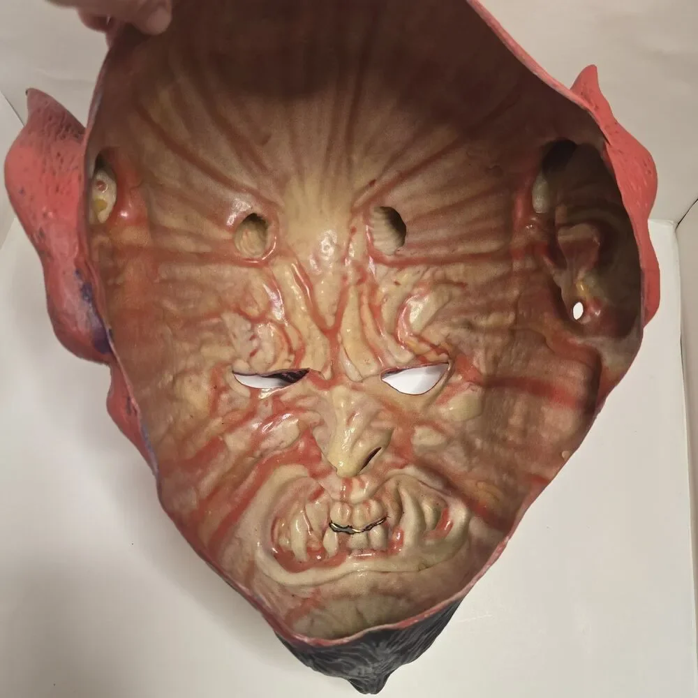 VTG 2000 Don Post Studios Red Devil Gore Demon Horns Beard Adult Halloween Mask